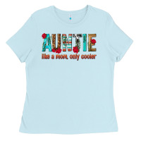 Baby Blue Auntie Like a Mom Only Cooler Ladies Tee - texasbilliewilder