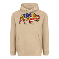 Mushroom bison amerıcan flag Heavyweight Hoodie - BarkalooDesign