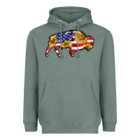 Sage bison amerıcan flag Heavyweight Hoodie - BarkalooDesign