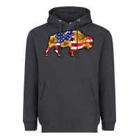 Smoke bison amerıcan flag Heavyweight Hoodie - BarkalooDesign