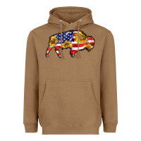 Toasted Coconut bison amerıcan flag Heavyweight Hoodie - BarkalooDesign