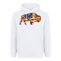 White bison amerıcan flag Heavyweight Hoodie - BarkalooDesign