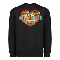 Black Happy Valentınes Day Heavyweight Sweatshirt - CowhideDigitalArt