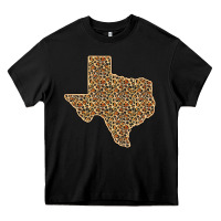 Black Western Texas Map Leopard Pattern Heavy Core Tee - Bettercallsaul