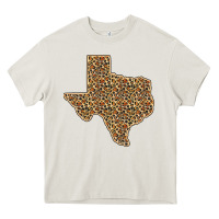 Cream Western Texas Map Leopard Pattern Heavy Core Tee - Bettercallsaul
