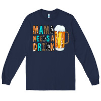Navy Mama Needs a Drink Long Sleeve Tee - CowCowDesign