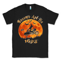 Black Halloween Witch On Motorcycle Cat & Moon Salem Witch Trials Premium Classic Tee - trangStudio