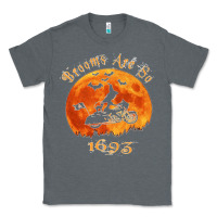 Charcoal Heather Halloween Witch On Motorcycle Cat & Moon Salem Witch Trials Premium Classic Tee - trangStudio