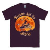 Plum Halloween Witch On Motorcycle Cat & Moon Salem Witch Trials Premium Classic Tee - trangStudio