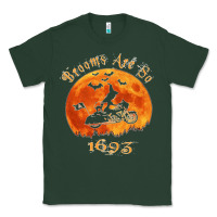 Sports Green Halloween Witch On Motorcycle Cat & Moon Salem Witch Trials Premium Classic Tee - trangStudio