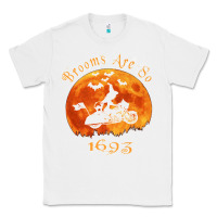 White Halloween Witch On Motorcycle Cat & Moon Salem Witch Trials Premium Classic Tee - trangStudio