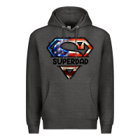 Charcoal Heather American Super Dad Premium Hoodie - LillyAllenDesigns