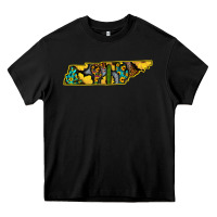 Black Western Tenessee Map Sunflower Pattern Heavy Core Tee - Bettercallsaul