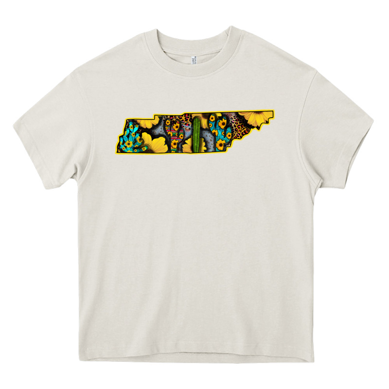 Western Tenessee Map Sunflower Pattern Heavy Core Tee by Bettercallsaul | Teevron