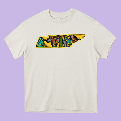 Western Tenessee Map Sunflower Pattern Heavy Core Tee Designed By Bettercallsaul