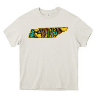 Cream Western Tenessee Map Sunflower Pattern Heavy Core Tee - Bettercallsaul