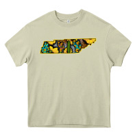 Mossy Western Tenessee Map Sunflower Pattern Heavy Core Tee - Bettercallsaul