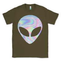 Army Green Alien Head Colorful Laser Ufo Sighting Believe Area 51 Classic Tee - trangStudio