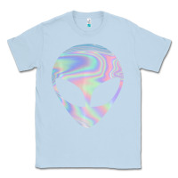 Dusty Blue Alien Head Colorful Laser Ufo Sighting Believe Area 51 Classic Tee - trangStudio