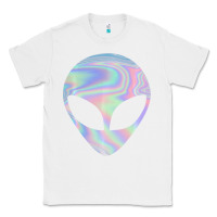White Alien Head Colorful Laser Ufo Sighting Believe Area 51 Classic Tee - trangStudio