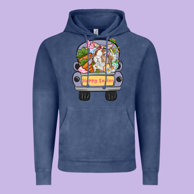 Happy Easter Bunny Truck Easter Day Vintage Hoodie Designed By Cowgirlartshop