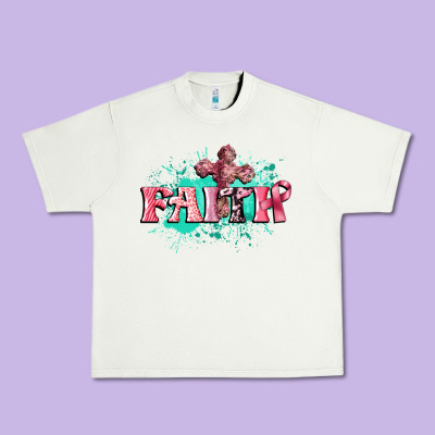 Faith Breast Cancer Urban Heavy Tee Designed By Cowgirlartshop