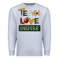 Heather Grey teach love inspire Premium Sweatshirt - BarkalooDesign