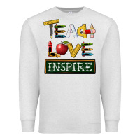 Oatmeal Heather teach love inspire Premium Sweatshirt - BarkalooDesign