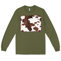 Army Green Brown Cowhide Background Long Sleeve Tee - CowCowDesign