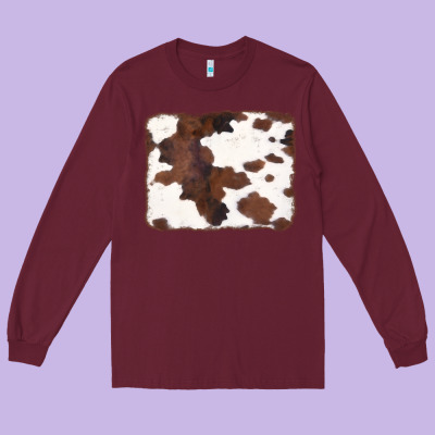 Brown Cowhide Background Long Sleeve Tee Designed By Cowcowdesign
