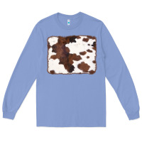 Colony Blue Brown Cowhide Background Long Sleeve Tee - CowCowDesign
