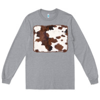 Heather Grey Brown Cowhide Background Long Sleeve Tee - CowCowDesign