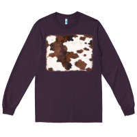 Plum Brown Cowhide Background Long Sleeve Tee - CowCowDesign