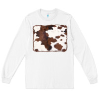 White Brown Cowhide Background Long Sleeve Tee - CowCowDesign