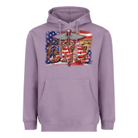 Lavender patriotic nurse certified nurse  assistant medilcal symbol  background Heavyweight Hoodie - BarkalooDesign
