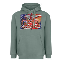 Sage patriotic nurse certified nurse  assistant medilcal symbol  background Heavyweight Hoodie - BarkalooDesign