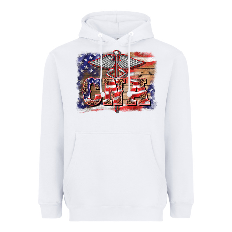 Patriotic Nurse Certified Nurse  Assistant Medilcal Symbol  Background Heavyweight Hoodie by BarkalooDesign | Teevron