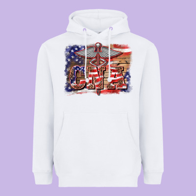 Patriotic Nurse Certified Nurse  Assistant Medilcal Symbol  Background Heavyweight Hoodie Designed By Barkaloodesign