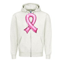 Oatmeal Heather Balloon cancer ribbon Zipper Hoodie - Artiststas