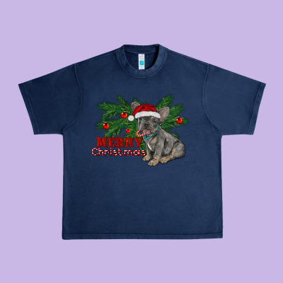 Merry Christmas French Bulldog Urban Heavy Tee Designed By Ranaportraitstore