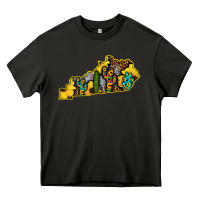Asphalt Kentucky Map Western Sunflower Pattern Heavy Core Tee - Bettercallsaul