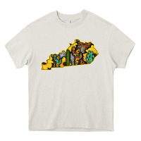 Cream Kentucky Map Western Sunflower Pattern Heavy Core Tee - Bettercallsaul