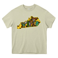 Kentucky Map Western Sunflower Pattern Heavy Core Tee | Teevron