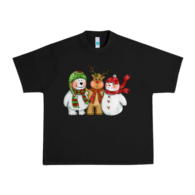 Christmas Polar Bear Reindeer And Snowman Urban Heavy Tee by CowGirlArtShop | Teevron