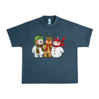 Midnight Navy christmas polar bear reindeer and snowman Urban Heavy Tee - CowGirlArtShop