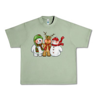 Oil Green christmas polar bear reindeer and snowman Urban Heavy Tee - CowGirlArtShop