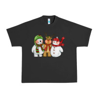 Pigment Black christmas polar bear reindeer and snowman Urban Heavy Tee - CowGirlArtShop