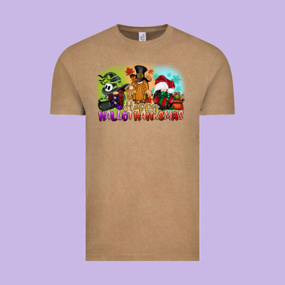 Happy Hallothanksmas Gnomes Vintage Tee Designed By Cowgirlartshop