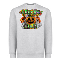 Heather Grey Spooky Vibes Heavyweight Sweatshirt - CowhideDigitalArt