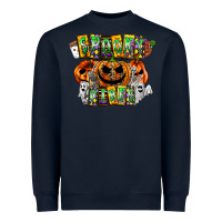 Navy Spooky Vibes Heavyweight Sweatshirt - CowhideDigitalArt